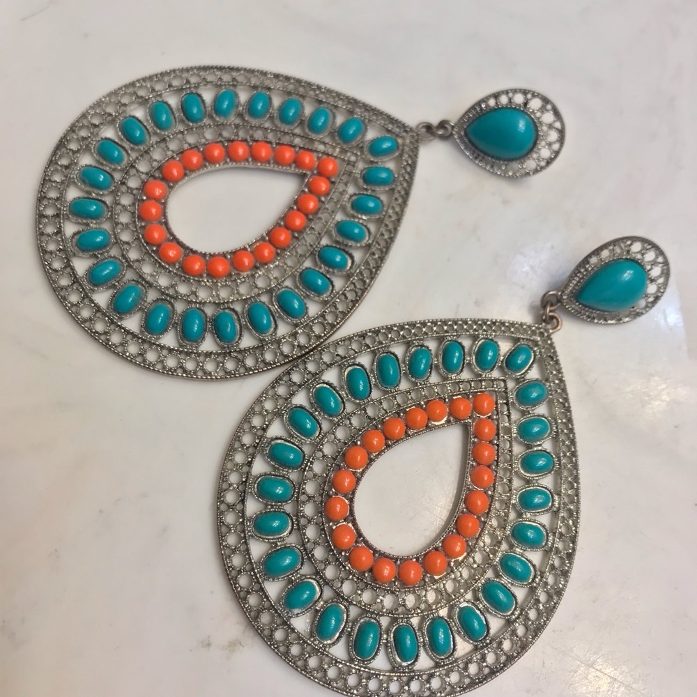 Turquoise and coral earrings